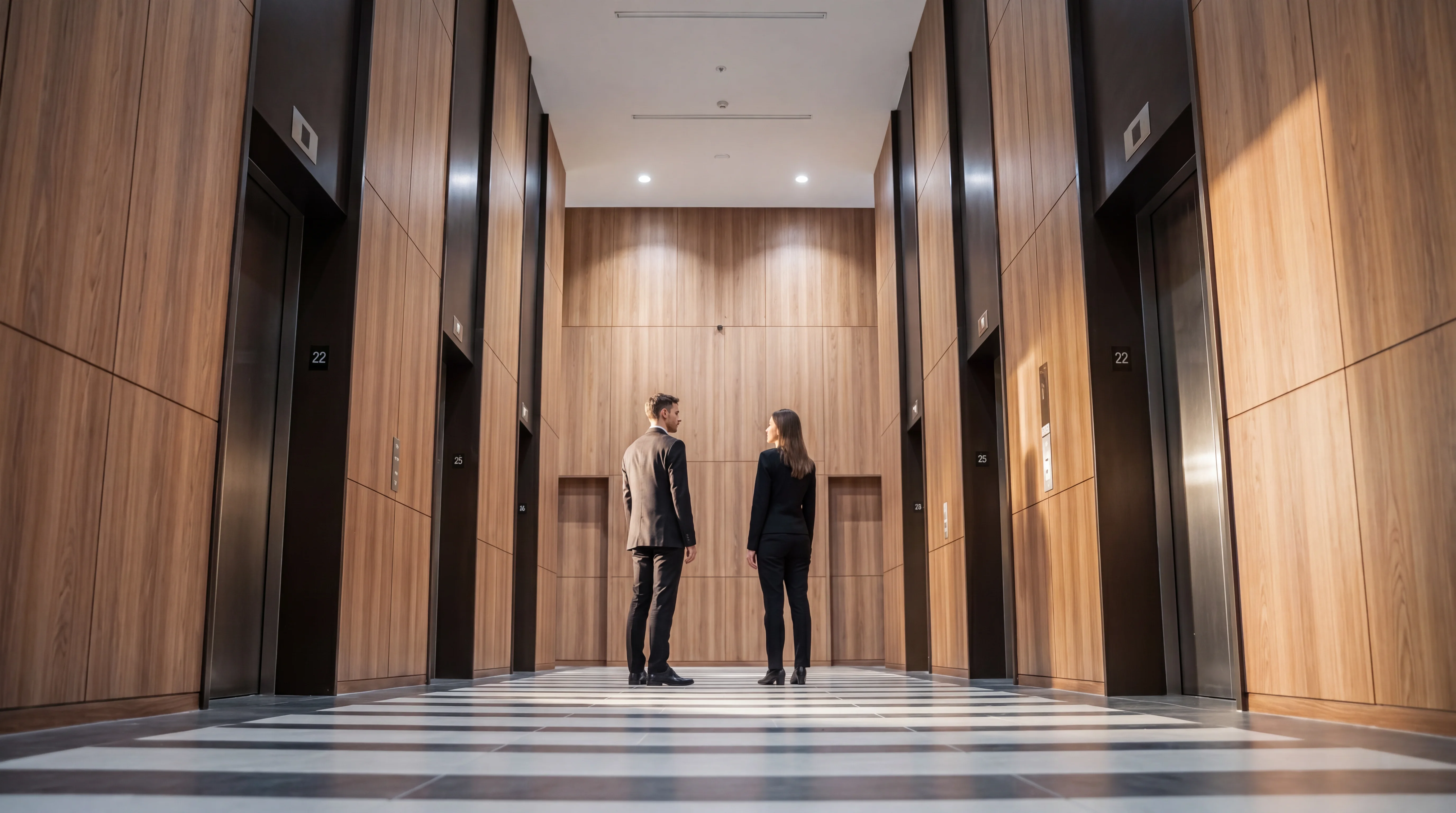 2026 QBP Corporate Waiting For Elevator